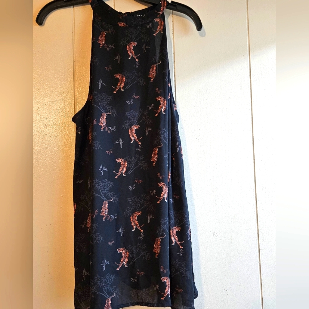 Torrid Black Sheer Cami with Tiger Print & Tie In Back - Size 3